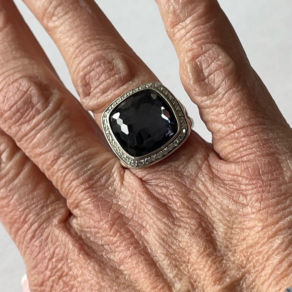David Yurman 11mm Black Orchid & Diamond Albion Ring - Size 5 1/4 - Picture 8 of 10